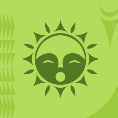 Drawing of sun on green background